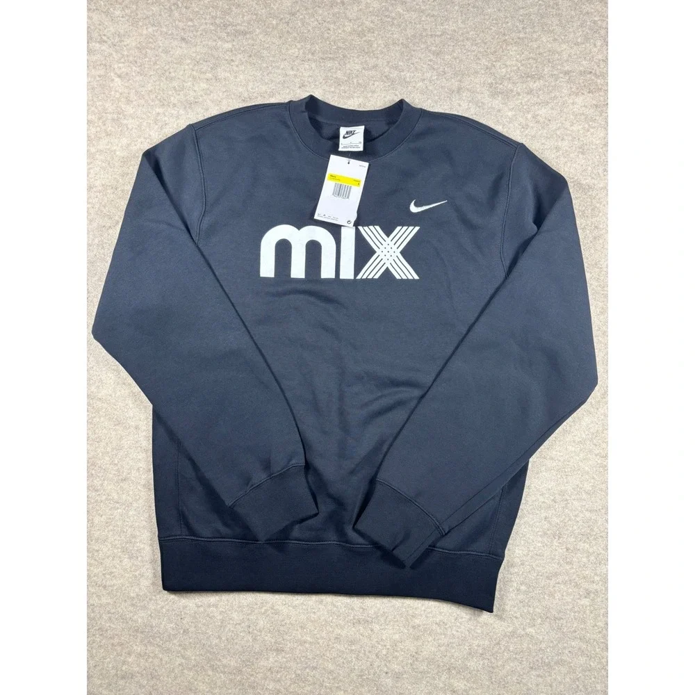 NWT Nike Training Crewneck Sweatshirt Mens Small Black MIX Graphic Fleece
